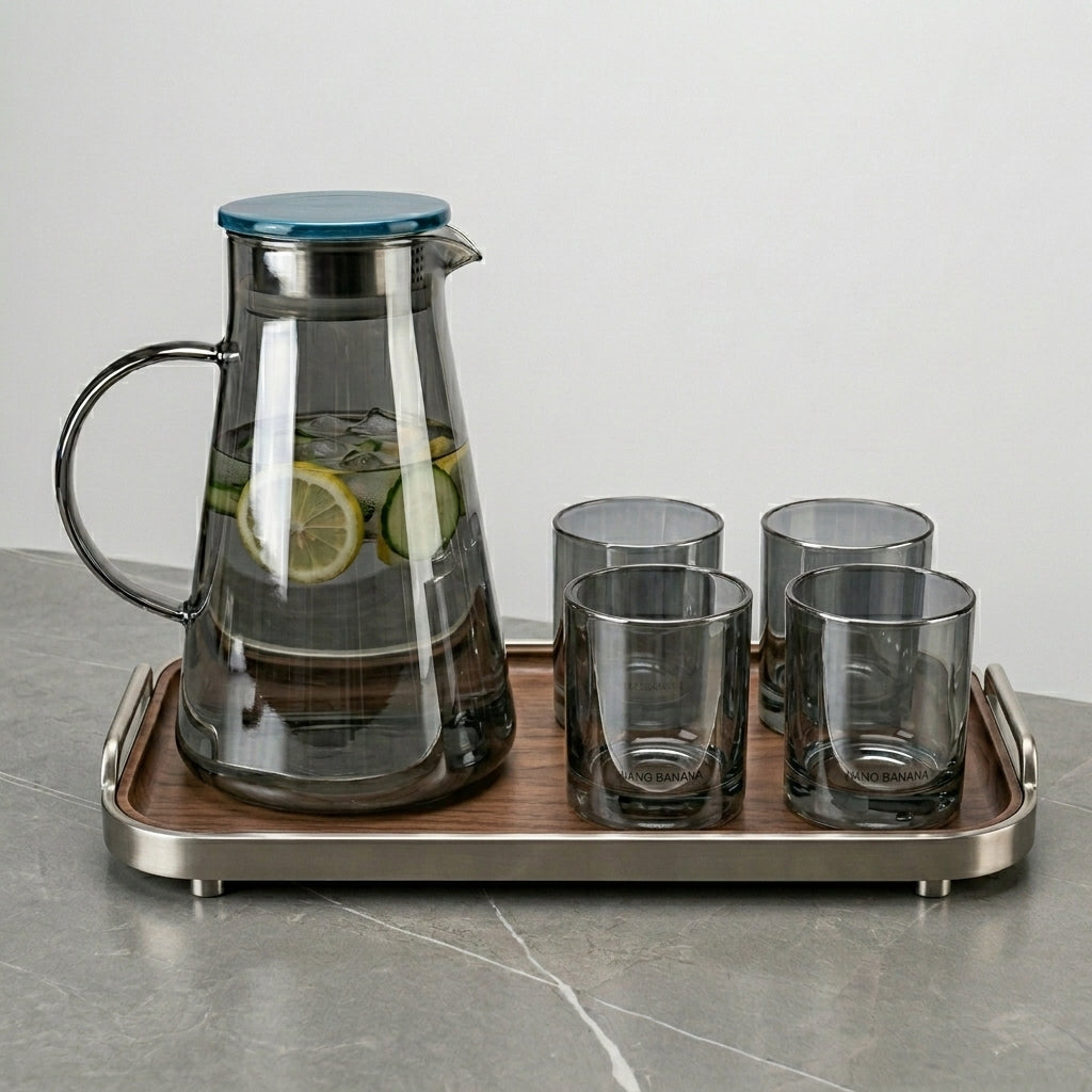 Mist Glass Water Carafe 1900ML+320ML Set