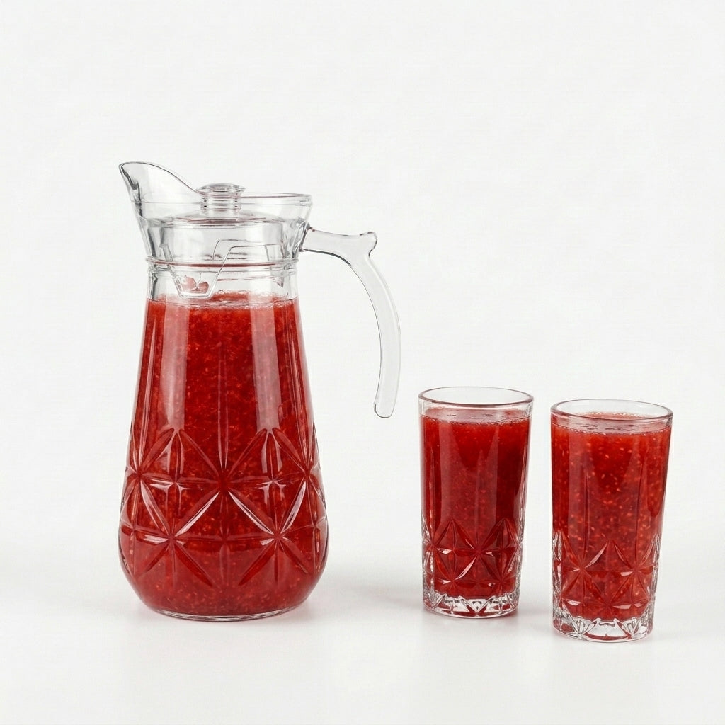 Crystal Cut Glass Jug 1700ML &  6 Tumbler
